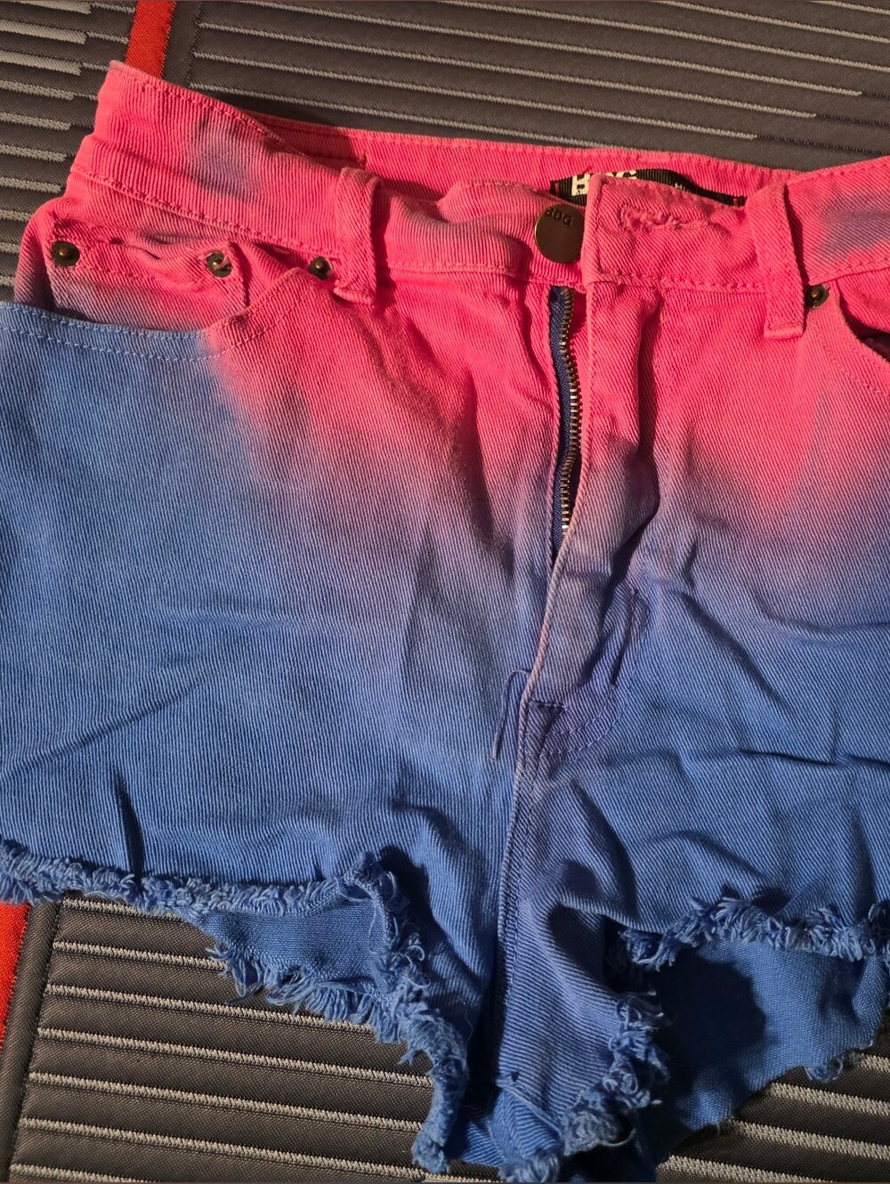 Women's Ombre Pink to Blue Cheeky Denim Shorts